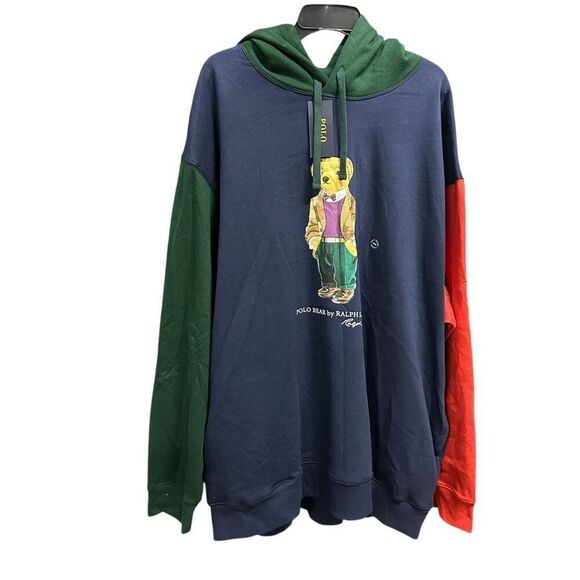 New Ralph Lauren Polo Bear Color Blocked Hoodie 4XLT - Picture 1 of 8